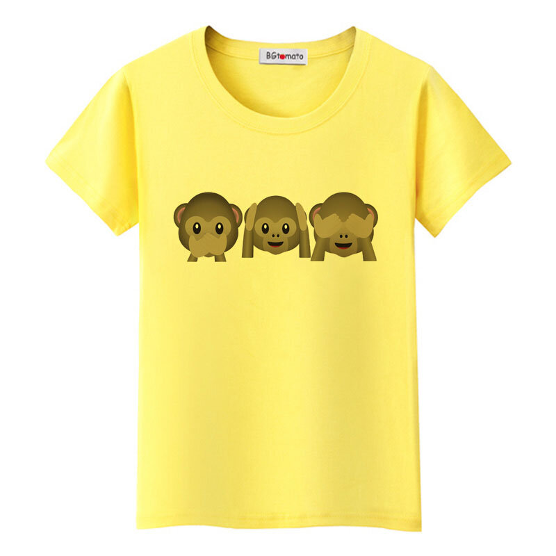Футболка BGtomato с принтом «Три обезьяны», забавная летняя футболка, Симпатичные футболки в стиле кэжуал, рубашки обезьяна