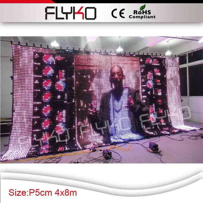 4x8m P5cm flyko professional lighting led video curtain led display led curtain flight case