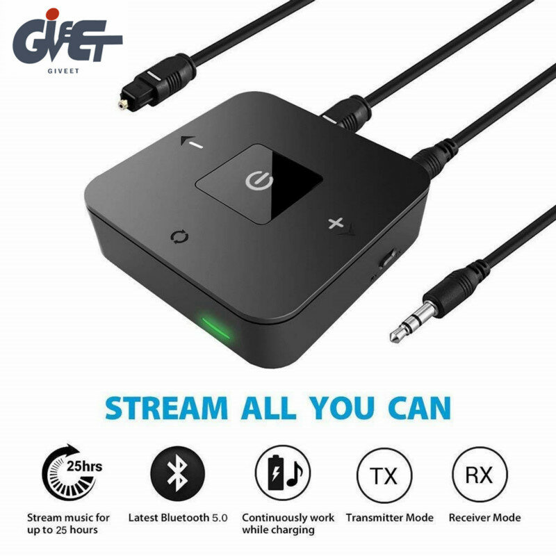 Neueste Bluetooth V5.0 Sender Empfänger 2-in-1 3,5mm Wireless-Audio-Adapter für TV Kopfhörer Lautsprecher Hause auto Stereo System