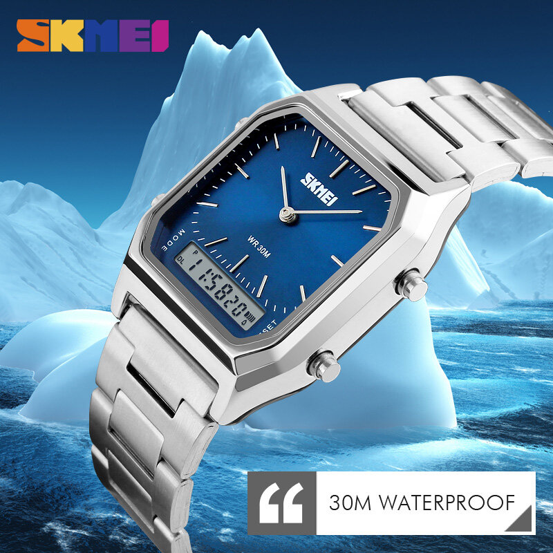 SKMEI Fashion Casual Watch mężczyźni cyfrowy podwójny czas sport Chronograph 3bar wodoodporne zegarki kwarcowe relogio masculino 1220