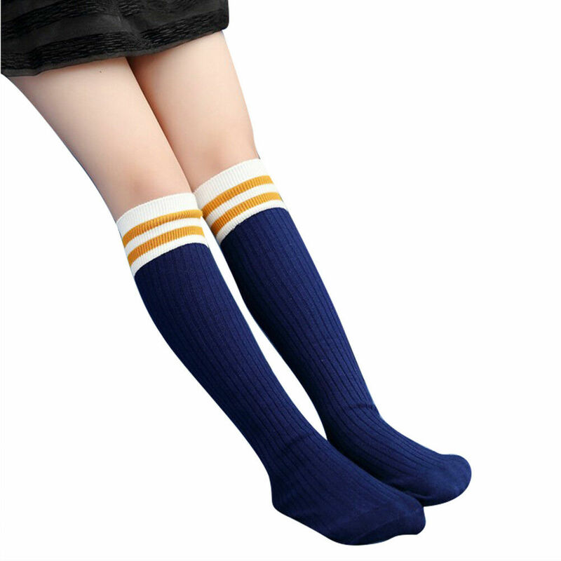 베이비 키즈 유아 소녀 무릎 높은 양말 스타킹 다리 따뜻하게 Age3-11 소녀 줄무늬 무릎 양말