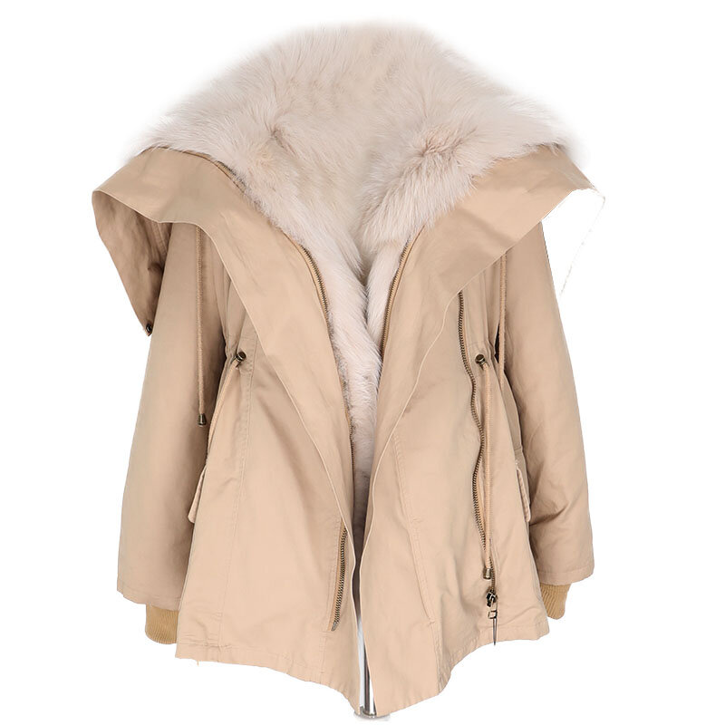 Новая модная куртка с подкладкой из натурального Лисьего меха, пальто из натурального Лисьего меха, зимняя женская куртка