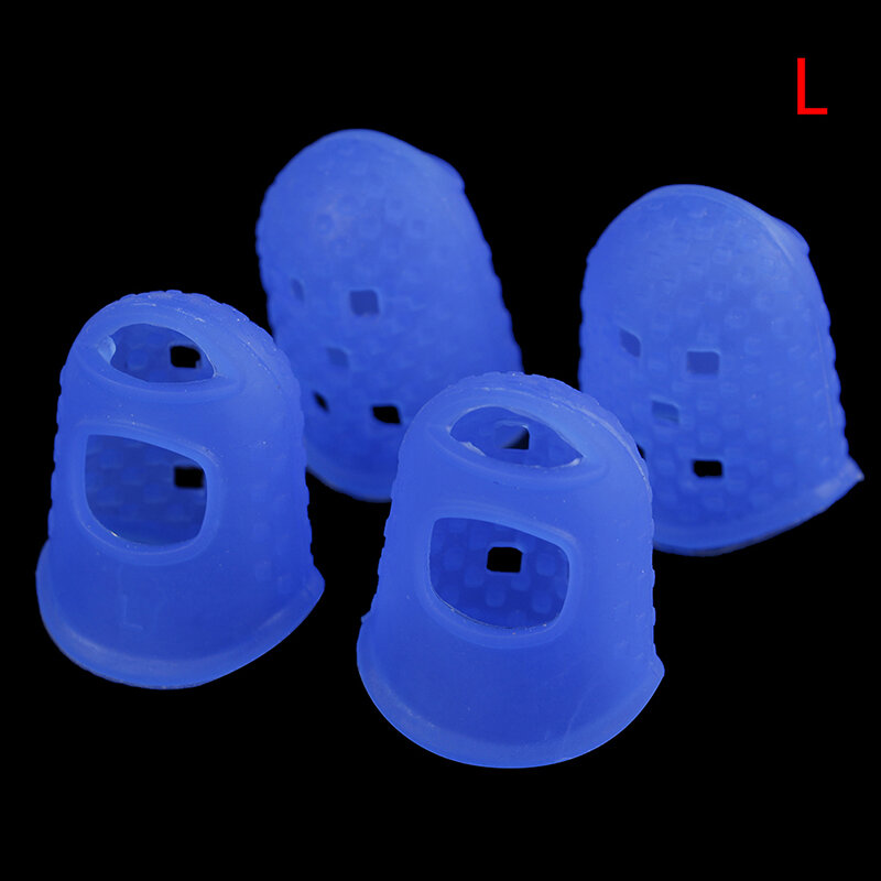 Protectores de dedos de silicona para guitarra, protectores de dedos para ukelele, S, M, L, Color azul transparente, 4 unidades por juego