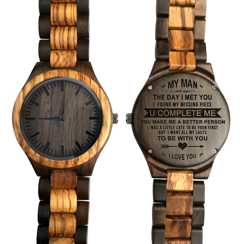 あなたの夫に私の男性のための木製時計,刻印された木製の時計