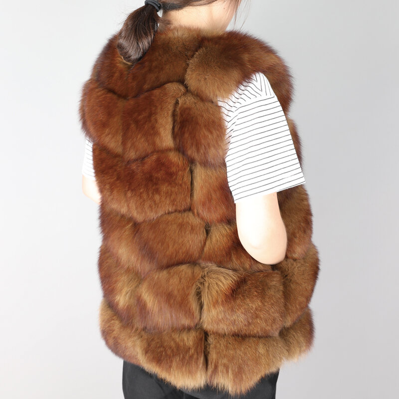 Maomaokong2021, Зимний новый меховой жилет из натурального Лисьего меха, модный жилет из натурального Лисьего меха, женская одежда с круглым вырезом