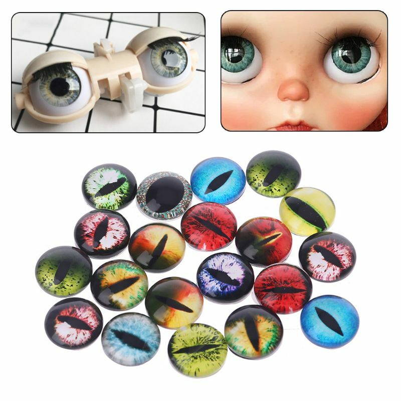 10 pares de olhos de boneca de vidro, olhos diy, bolas de olho de dinossauro, acessórios de fazer jóias artesanais 8/12/18mm
