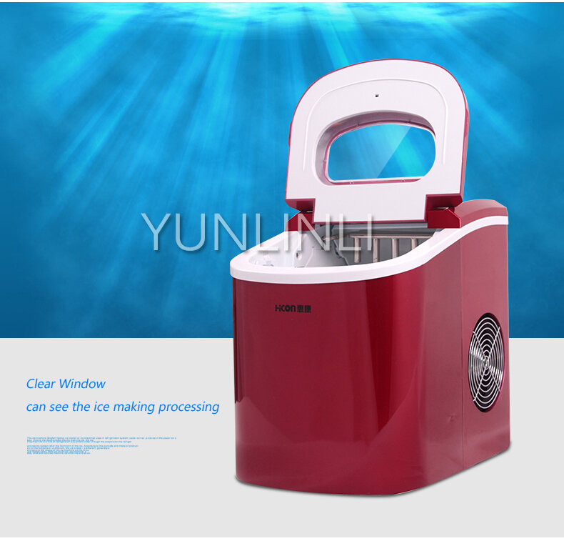 Máquina de fabricación de hielo para el hogar, pequeña máquina comercial de hielo para tienda de té con leche, en HZB-12A de Color rojo