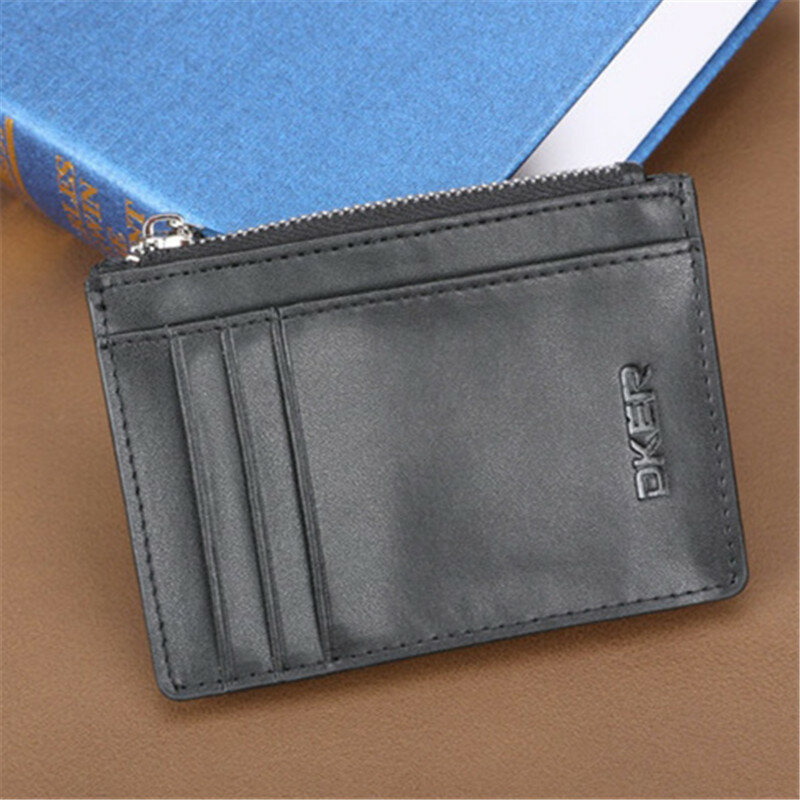 ZOVYVOL 2019 oryginalne skórzane etui na karty czarny Mini mężczyźni portfele zamek portfel biznes portmonetki duża pojemność posiadacza karty