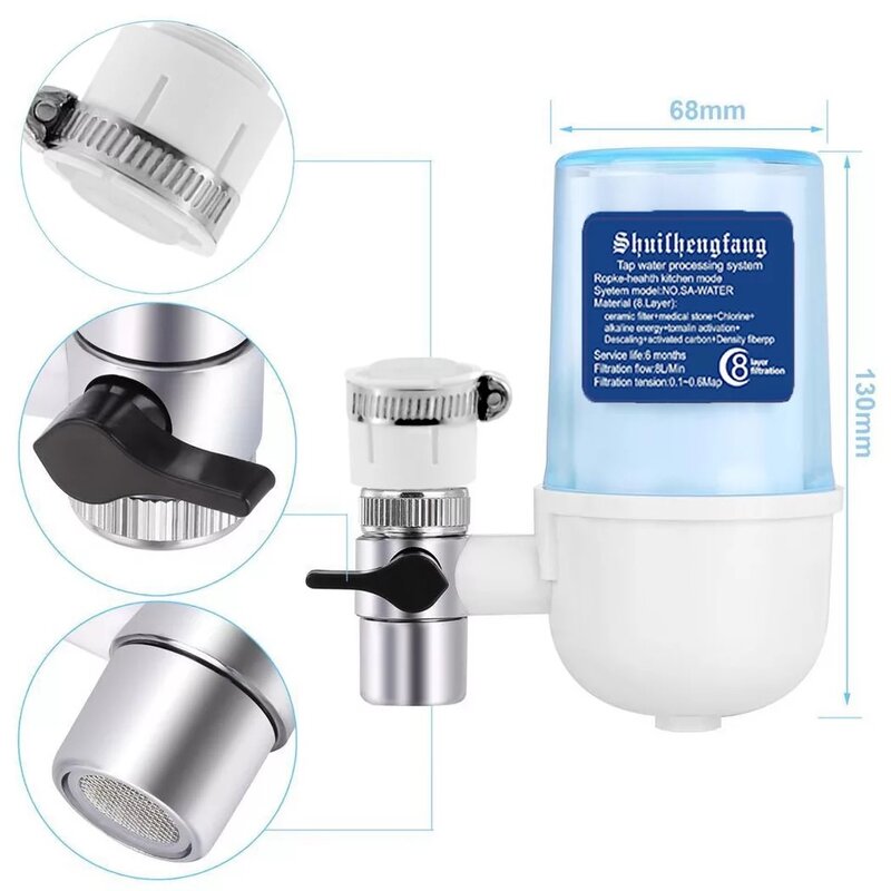 Depuratore di acqua di rubinetto rubinetto della cucina filtro lavabile filtro ceramico filtro mini acqua trasparente macchia visibile