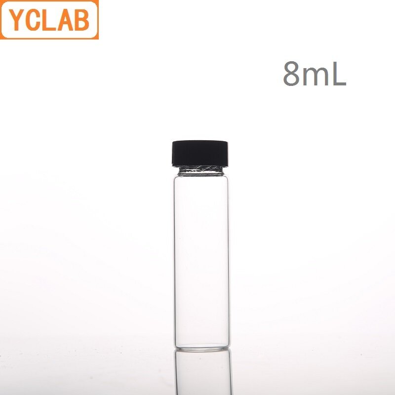 Yclab 8 Ml Botol Sampel Serum Botol Transparan Sekrup dengan Tutup Plastik dan PE Pad Laboratorium Kimia Peralatan