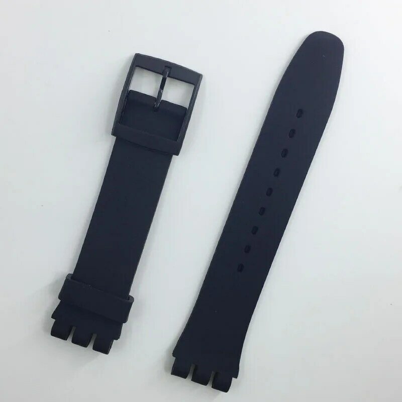MR NENG สีดำสำหรับ Swatch สายคล้องคอสำหรับ SWATCH ซิลิโคนสายนาฬิกาข้อมือ17มม.19มม.20มม.ยาง Strap16MM นาฬิกาอุปกรณ์เสริม