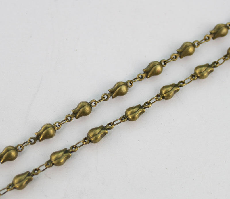 2 Meters of Antiqued bronze rose link handmade chain #22905