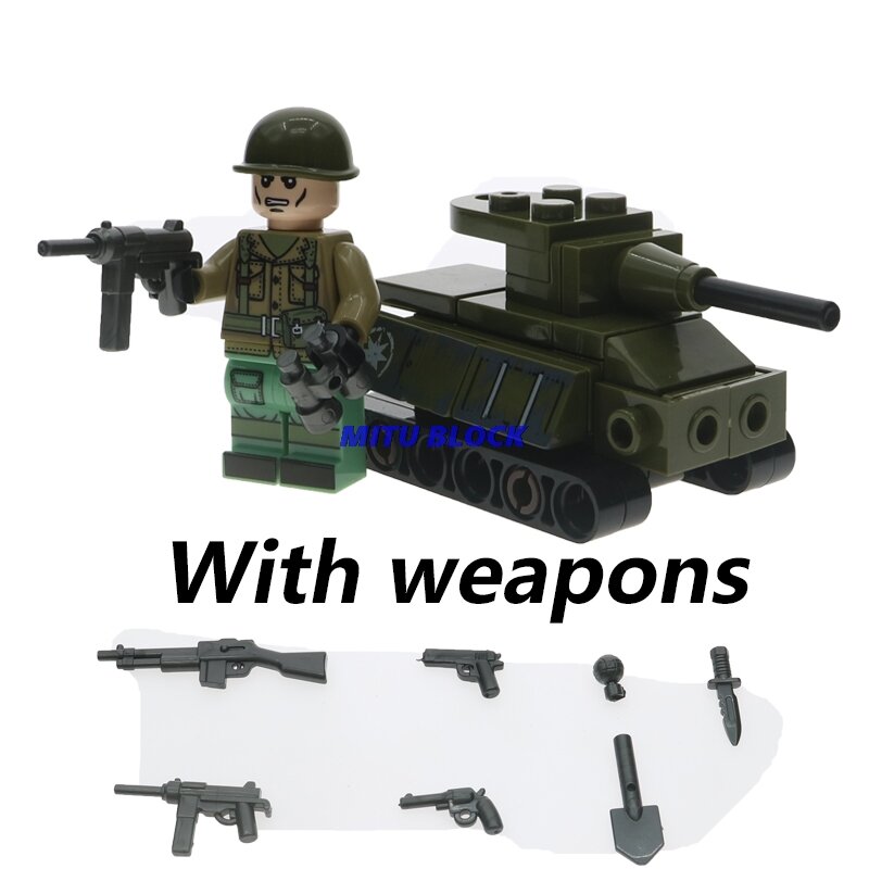 Vente unique Legoelys WW2 moto soldats militaires chiffres armes armée armes accessoires bloc de construction brique enfants jouet
