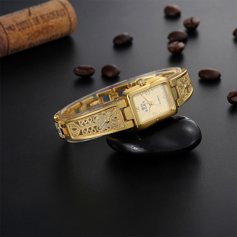 Soxy mulheres vintage relógios retângulo dial relógio das mulheres elegante moda relógio de pulso pulseira casual senhoras relógio relogio feminino