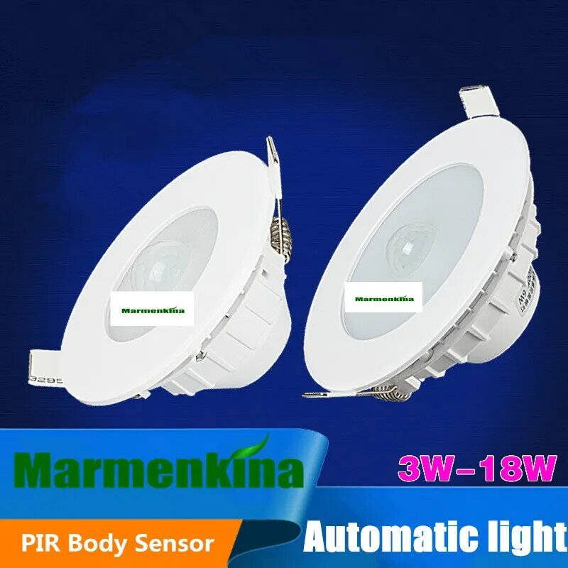 Lampu Sorot Sensor Gerak Inframerah PIR LED 3W / 6W / 9W / 12W / 18W Lampu Langit-langit Tersembunyi Otomatis AC 220V/230V/240V