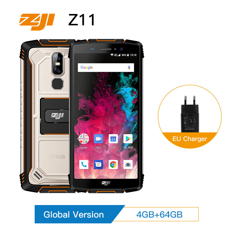 HOMTOM ZJI ZOJI Z11 IP68, wodoodporny, odporny na kurz, 10000 mAh Smartphone 4 GB 64 GB Octa rdzeń telefon komórkowy 5.99" face ID 4G telefon komórkowy