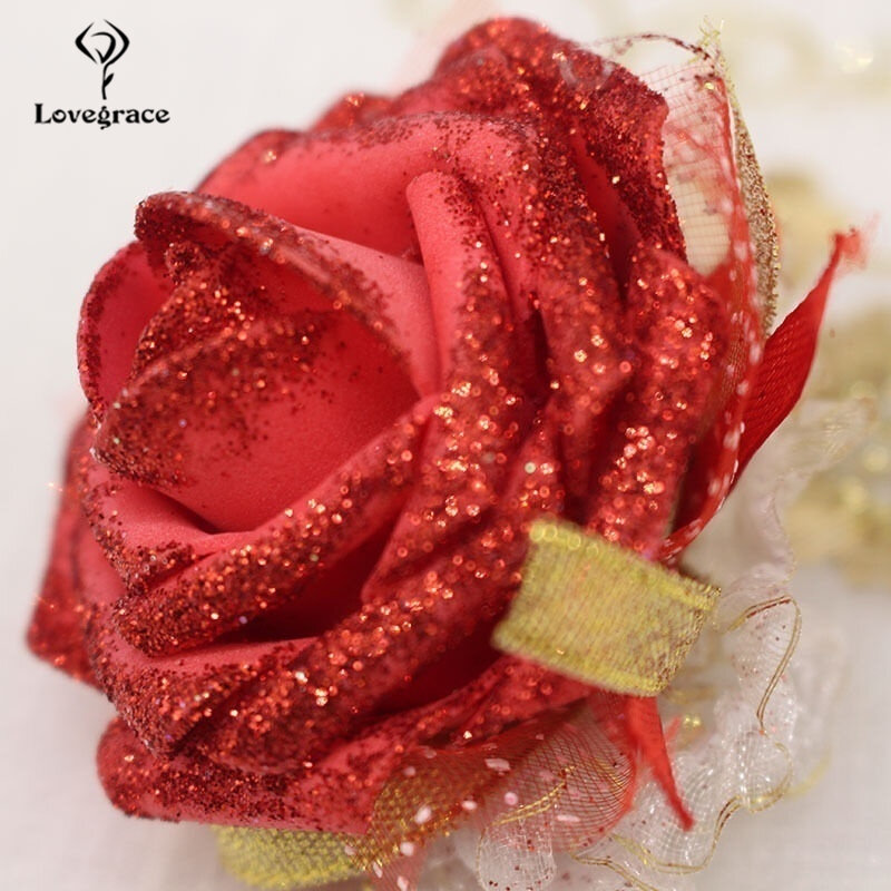 Lovegrace-سوار ورد صناعي ، 8 ألوان ، للعروس ووصيفات العروس ، إكسسوارات ، إكسسوارات
