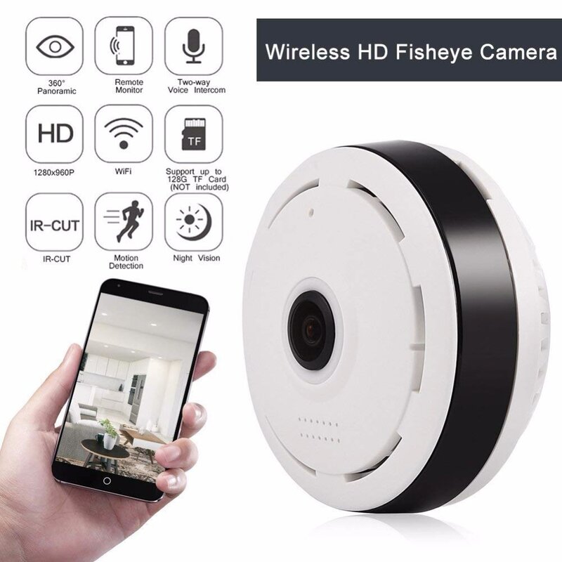 1080P กล้อง Panoramic 360 Wifi กล้อง IP Fisheye กล้องวงจรปิด CCTV กล้องวงจรปิดกล้องวีดีโอ3D VR Security Card Camara กว้างมุม