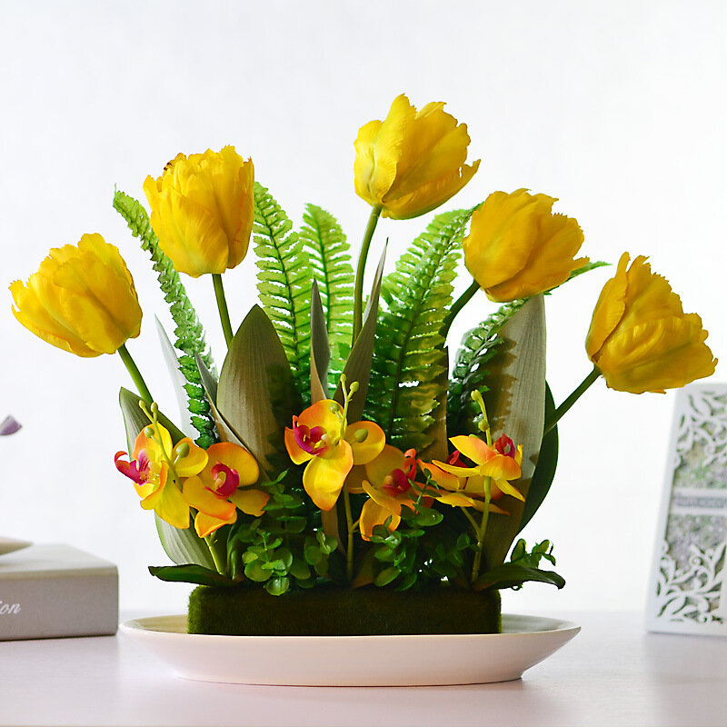 Новый высококачественный Шелковый цветок, Реалистичные Цветы, бонсай, керамический бонсай TC3501, свежий, четыре цвета на выбор