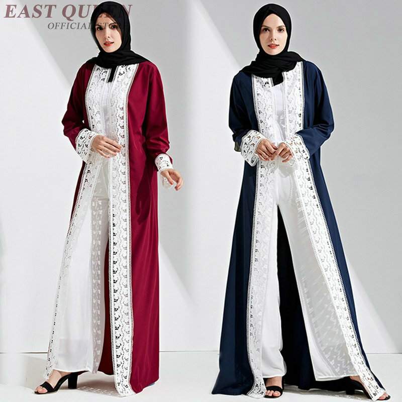 Abaya-vestidos de moda para mujer, vestido musulmán de encaje de manga larga para mujer, vestido islámico ceñido turco elegante con cinturón DD283 F