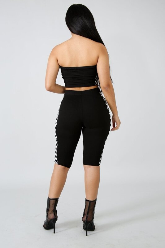 Conjunto de duas peças top off preto sexy sem manga, roupa feminina casual de 2 peças com ombros de fora