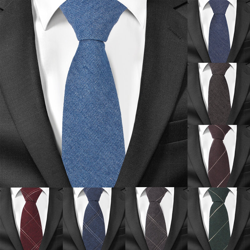 Mode Jeans Krawatten Für Männer 6cm Dünne Denim Baumwolle Krawatten Casual Solide Krawatte Plaid Schmale Gravata Business Anzüge krawatte