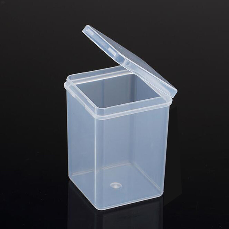 작은 심화 사각형 투명 플라스틱 보석 보관 상자 비즈 공예 케이스 컨테이너 5.2*5.2*8.1mm, 1 개