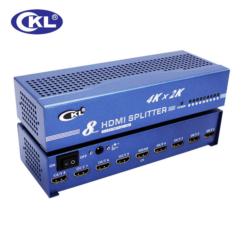 CKL-Divisor HDMI de 8 puertos, 4K x 2K 3D, 1 en 8 salidas, 1x8, distribuidor de HDTV, HD-9842 de Metal