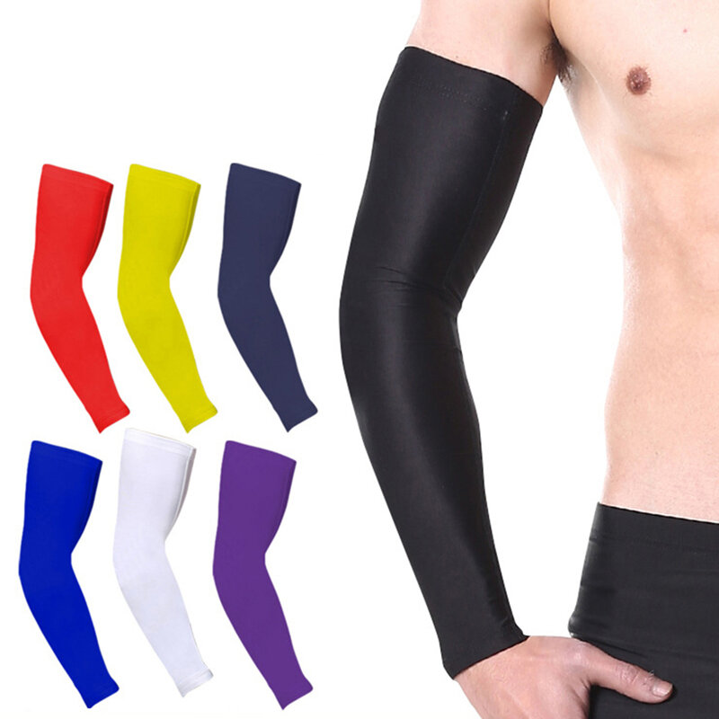 Respirável de secagem rápida proteção uv correndo braço mangas basquete cotovelo almofada fitness armguards esportes ciclismo aquecedores braço