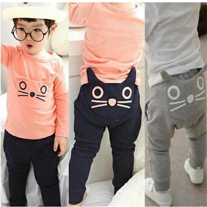 Cute Cartoon Pattern Baby Pants Boys Harem Pants Cotton Owl Trousers Spring and Autumn