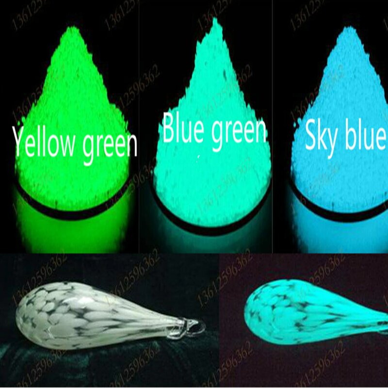Gorąca sprzedaż 100g mieszane 3 kolory luminescencyjny proszek fosforowy Pigment do dekoracji DIY nadruk malarski, proszek świecący w ciemności pyłu.