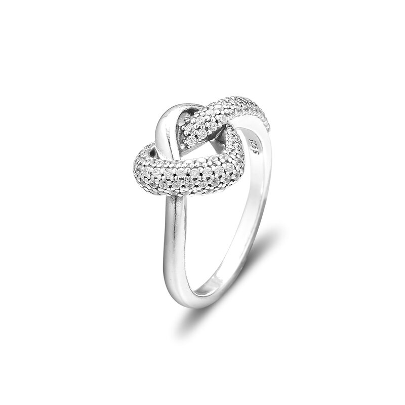 100% 925 Sterling Silver Knotted Heart Ring Fashion Jewelry Women Prom Stacking Rings for Women Valentine's Day Gift for Wife