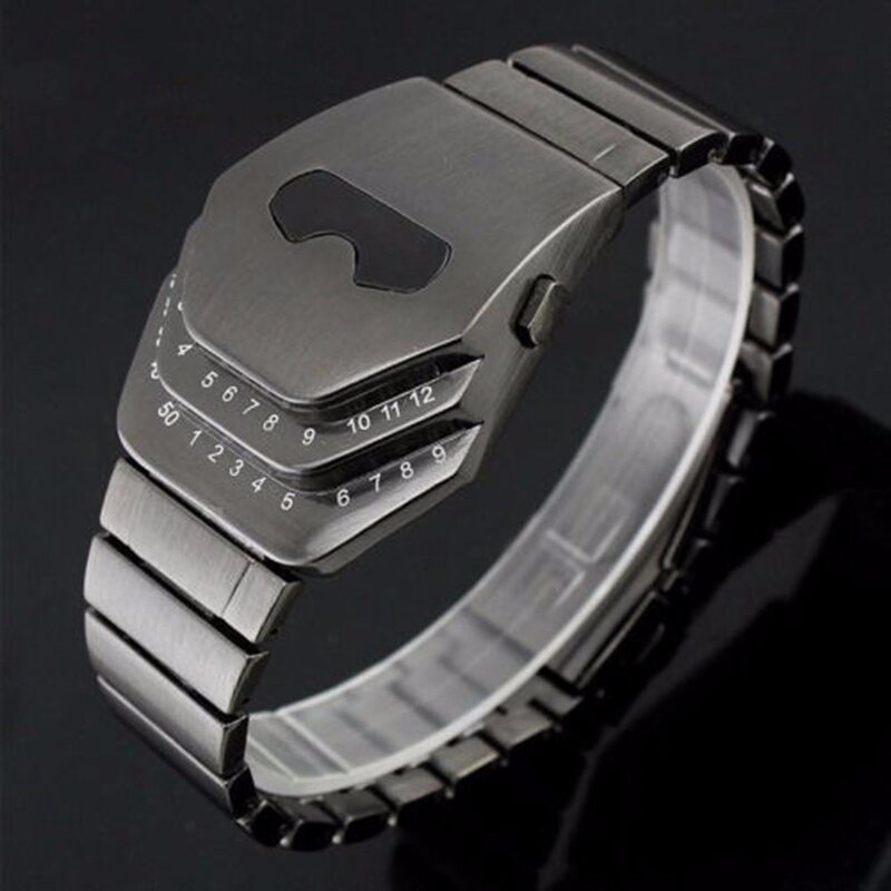 Модные мужские наручные часы со змеиной головкой из нержавеющей стали, синие светодиодные наручные часы, подарок