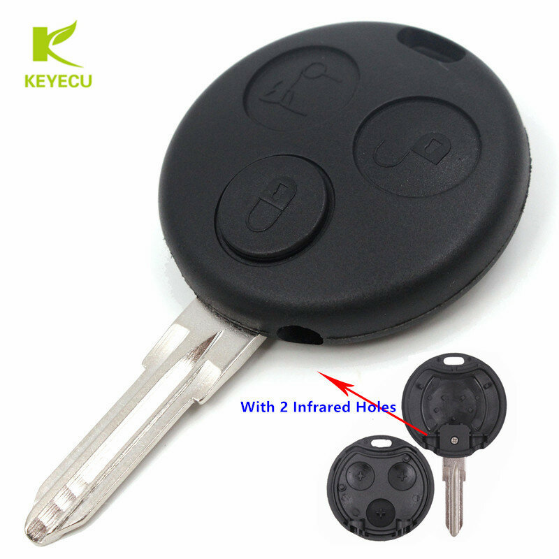 KEYECU Replacement New Remote Car Key Shell Fob for Smart Fortwo Forfour Roadster City Passion 2000-2005 With 2 Infrared Holes