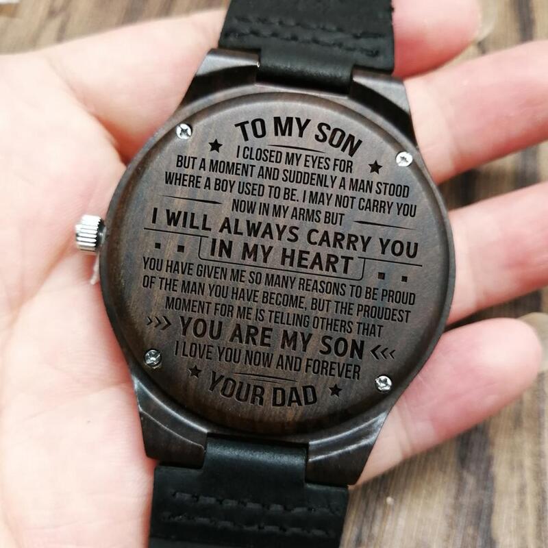 W1800-2 a mi hijo-I Love You Forever, reloj de madera grabado, de lujo, de pulsera, personalizado, regalos
