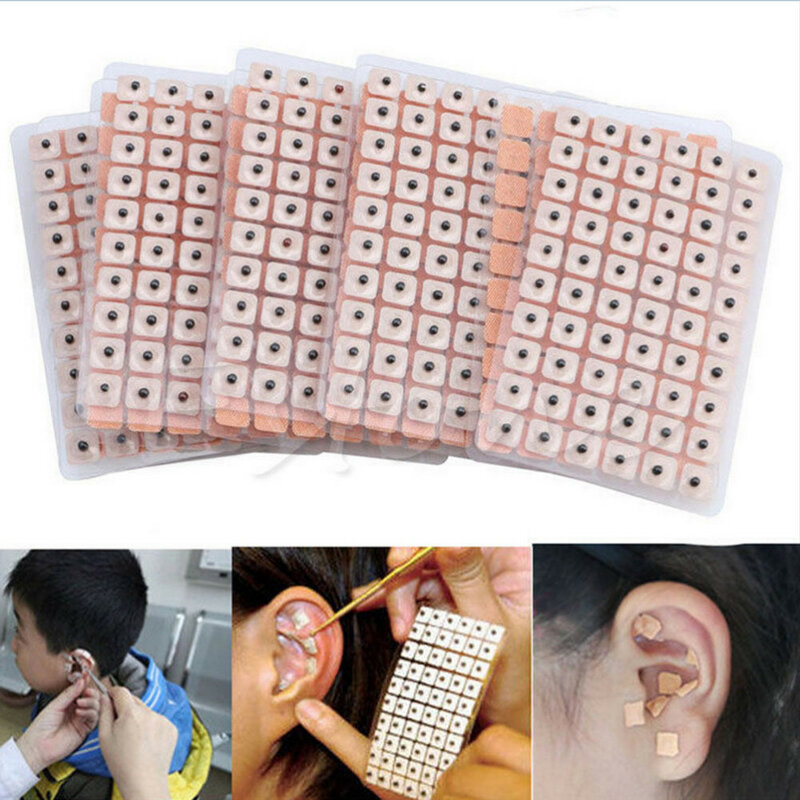 600 Buah/Banyak Telinga Akupunktur Terapi Pijat Jarum Patch Biji Stiker Telinga Perawatan Auricularis Auriculotherapy Vaccaria
