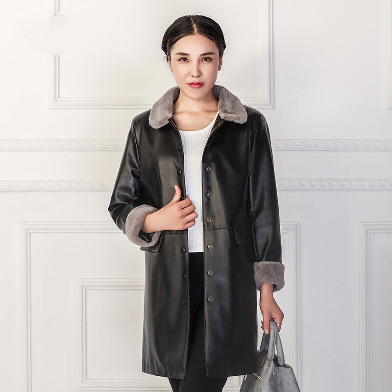 Осенне-зимнее пальто, женская одежда 2018, корейское винтажное меховое пальто, куртка из 85% шерсти, тонкая овчина, меховая подкладка из искусственной кожи ZT2551