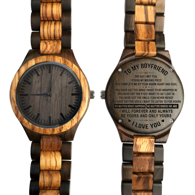 Мужские кварцевые часы с хронографом и деревянным ремешком
