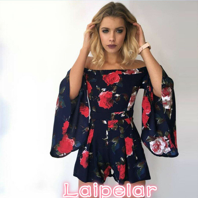 2020 kobiet Sexy Flare z długim rękawem Floral mini ubrania Laipelar