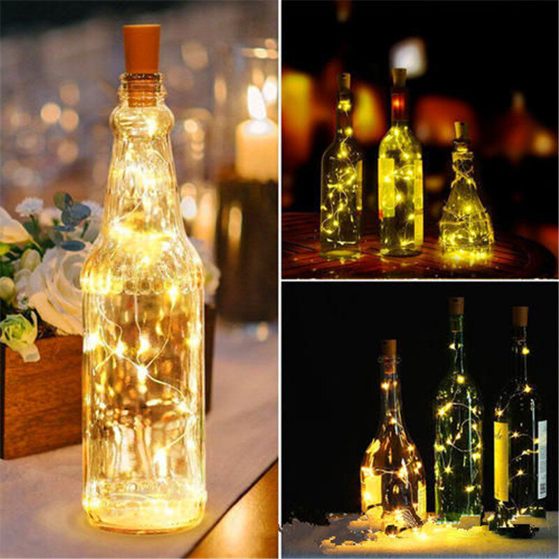Guirlande lumineuse en cuivre avec bouchon de bouteille 1m/2m, en forme de liège, pour bouteille de vin, décoration pour fête de noël