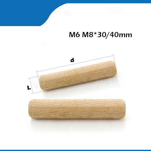 20/50/100pcs M6/8/*30/40mm Wooden Dowel Cabinet Drawer Round Fluted Wood Craft Pins Rods Set Furniture Fitting wooden dowel pin