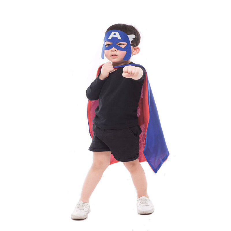 Chico cabo 1 + 1 máscara capas de superhéroe trajes Batman Spiderman Superman mujeres Cosplay disfraces accesorios de fiesta de Carnaval