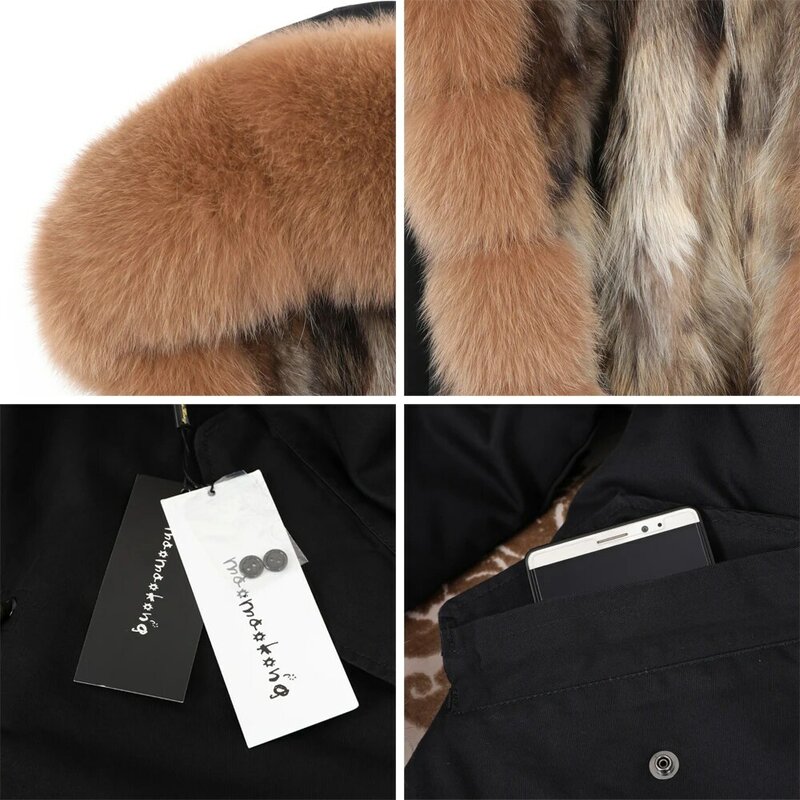 Maomaokong winter women's clothing Fox fur big fur collar Pike long section Detachable thick raccoon fur lining Park coat