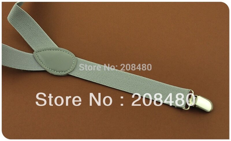 2.5 ซม.กว้าง "Light สีเทา" สี Unisex Clip-on Braces Elastic Slim Suspender Y-Back suspenders ขายส่งและขายปลีก