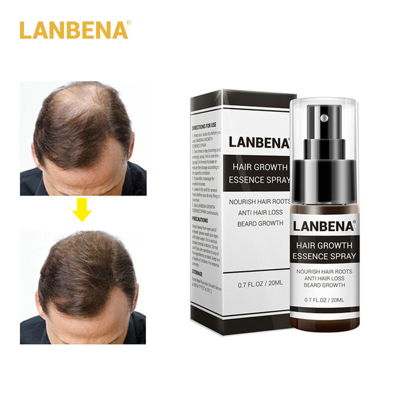 LANBENA Anti pérdida de cabello espray productos para el crecimiento rápido del cabello previene la calvidades que consolidan el suero del tratamiento del cabello de las raíces