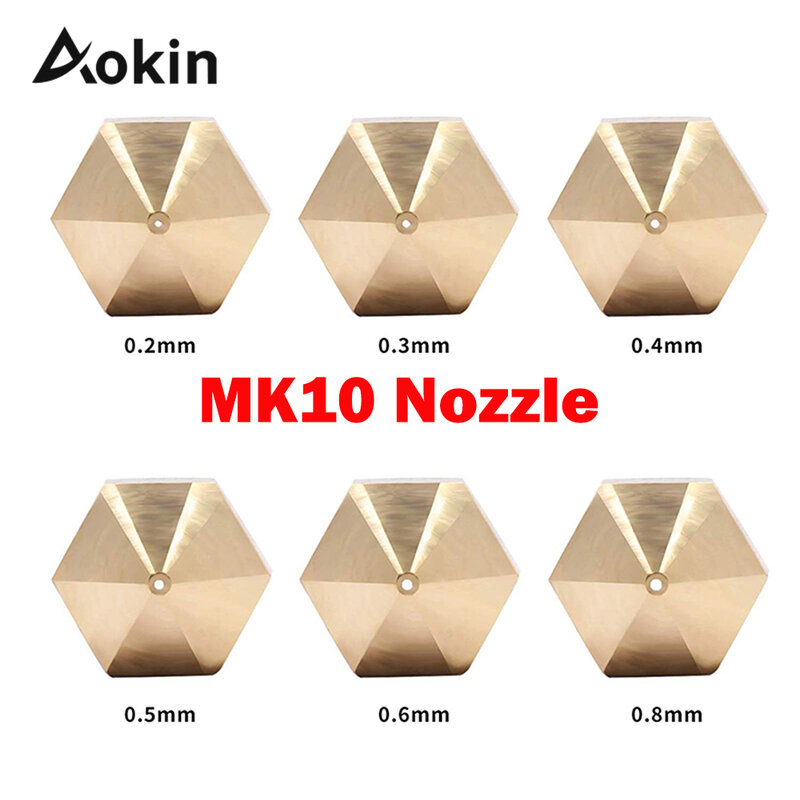 Насадка Mk10 для 3D-принтера, резьба M7, латунь 0,2/0,3/0,4/0,5/0,6/0,8/1,0/1,75 мм, нить для экструдера Mk10, 1 шт.