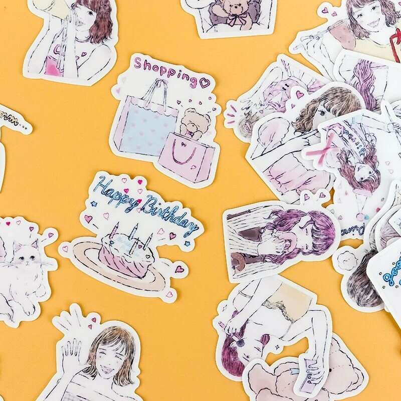 40pcs Cute Self-made Sen Girls Life Decorative Stickers Scrapbooking Stickers /decorative /DIY Craft Photo Albums Waterproof