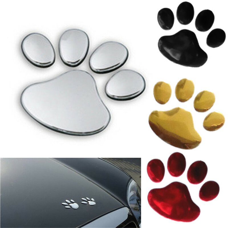 2pcs Car Sticker Dog Paw 3D Animal Dog Cat Bear Footprint PVC Car Sticker Nick Cover Sticker for Car Auto Motorcycle Decor