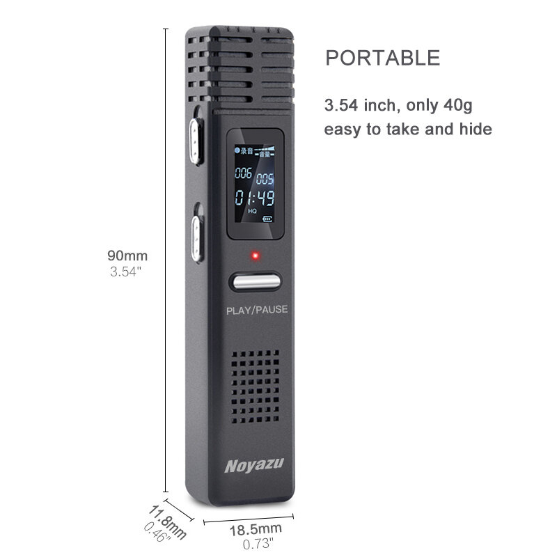 Noyazu Original X1 8Gb Voice Recorder Voice Activated Recording WAV HQ Digital Audio Recorder Professional Mini Dictaphone espia