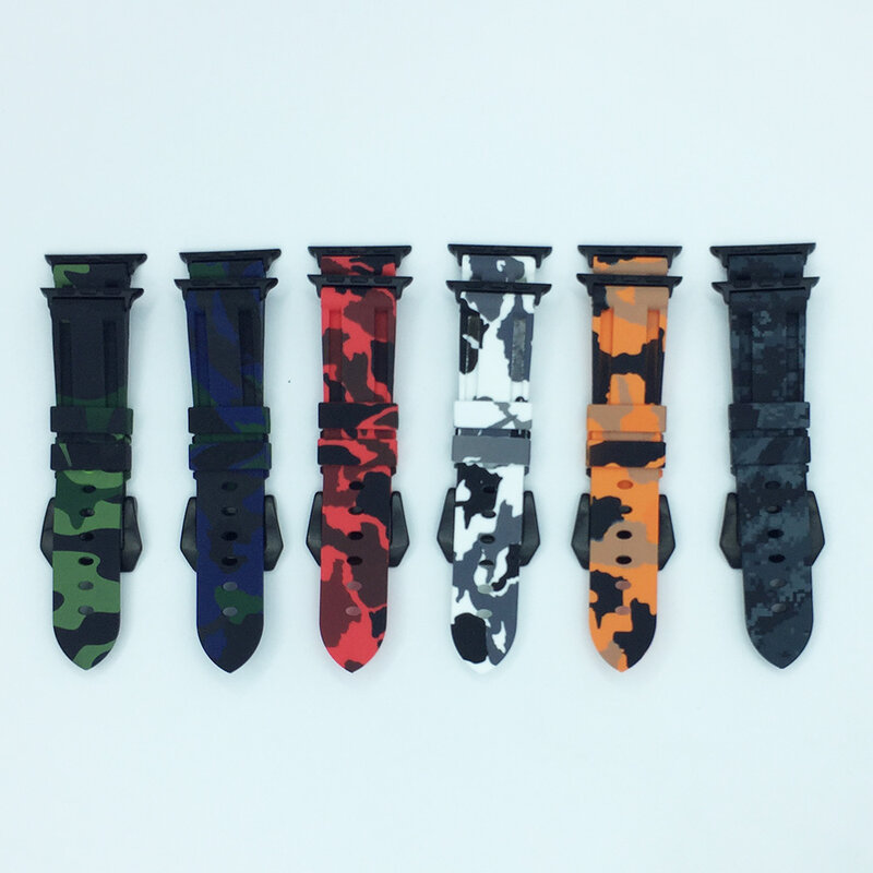 Silicone Camouflage Watchband for Apple Watch 42mm 44mm Band 38mm 40mm Strap Bracelet iWatch Series 5 4 3 2 1